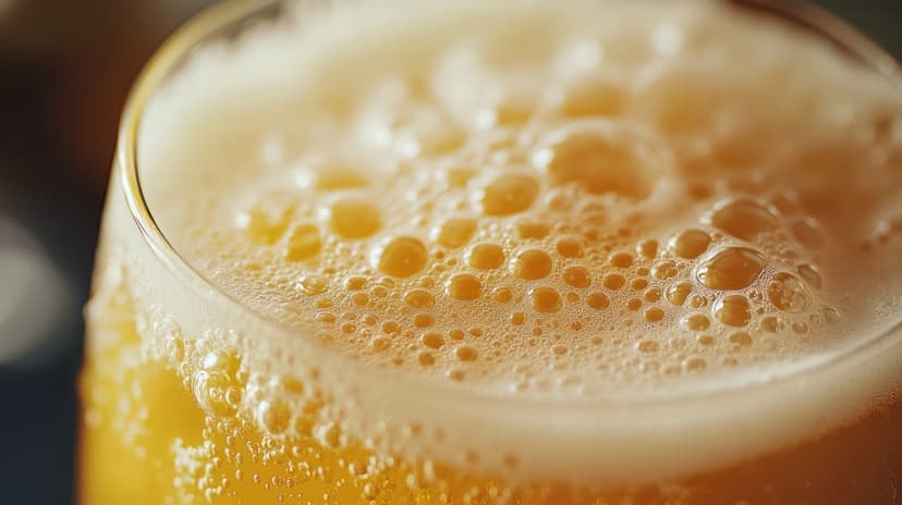 Macro of beer foam in a glass